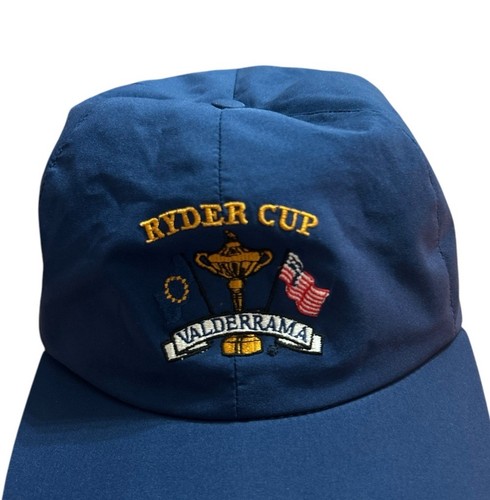 Ryder Cup Golf Hat Cap Mens Nylon Blue Leather Strap Back Valderrama Lined 1997 - Picture 2 of 10
