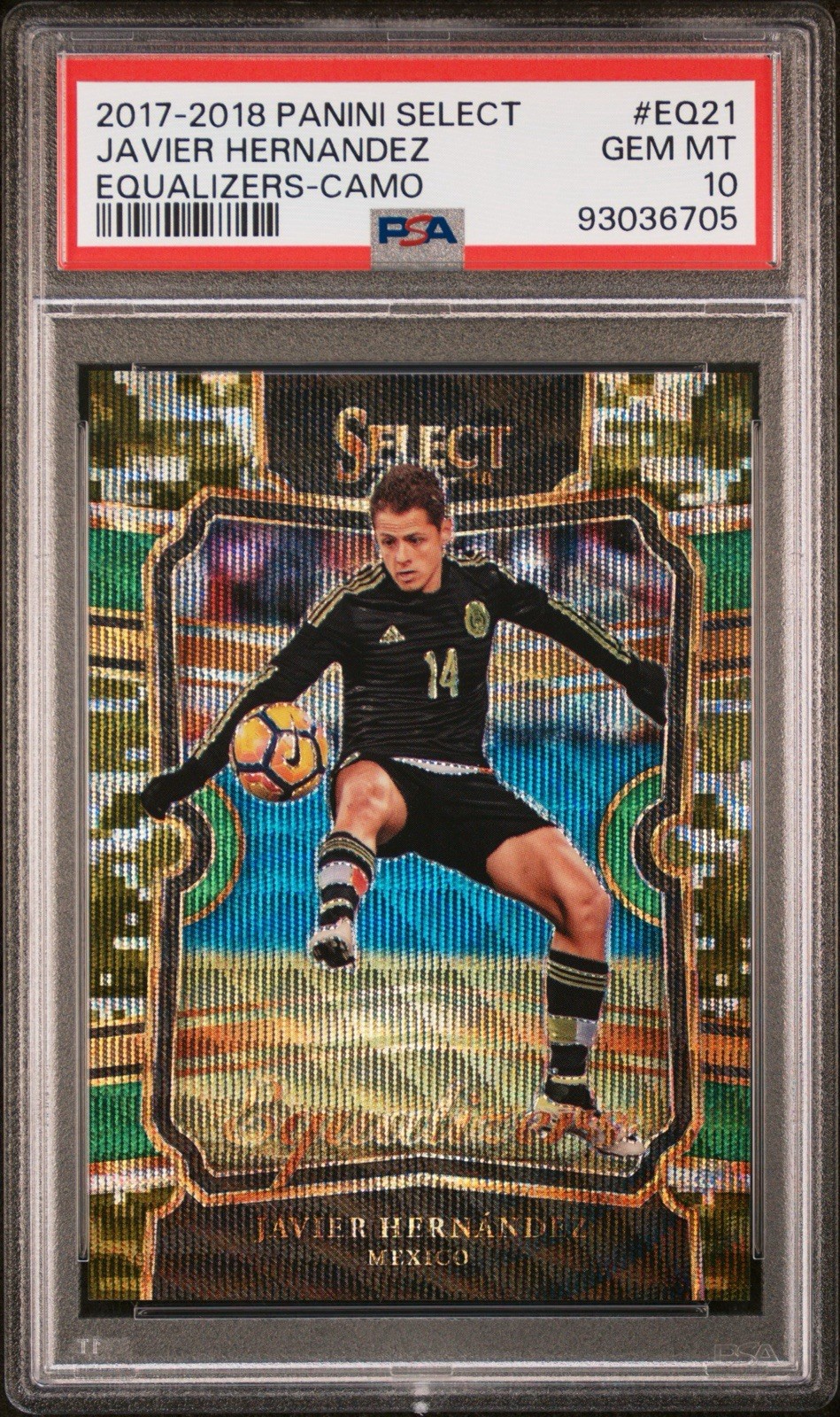 PSA 10 2017-18 Panini Select Equalizers Javier Hernandez Mexico Camo /20 #EQ21