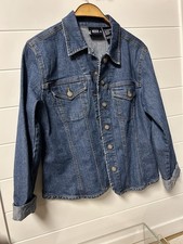 Vintage Bill Blass Denim Jacket Women Sz Medium Blue Denim Trucker Workwear 90s