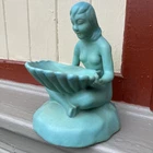 Vintage Van Briggle Art Pottery Shell Girl Turquoise Blue 1984 Beautiful Nouveau