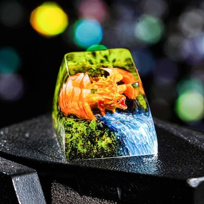Orange Dragon Artisan Keycap with Waterfall - 1U ESC, R1 SA Profile Custom Ha...