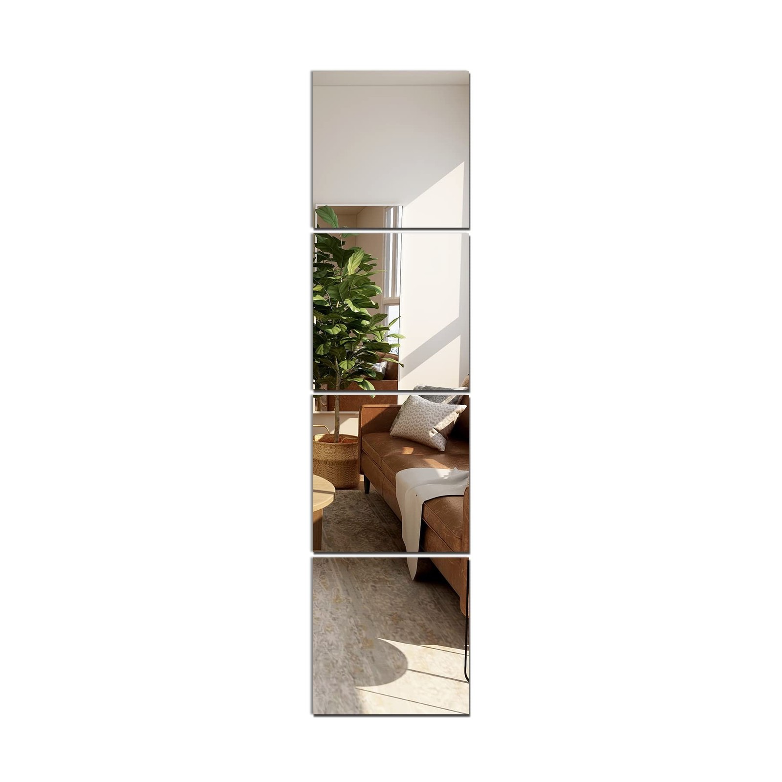 Home Gym Mirror Tiles for Wall, 12"x12"x4PCS Full Length Home Gym Workout Mir...
