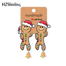 Weihnachten Lebkuchen Ohrringe Frauen Akryl Clip Schmuck Elegant Modisch