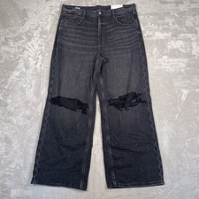 NEW American Eagle Women's Jeans Dreamy Drape High Rise Baggy Wide Leg 18W Black