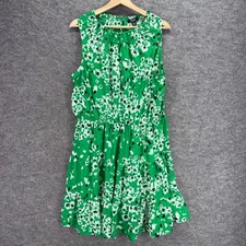 Simply Vera Vera Wang Dress Women XL Green Floral Sheath Midi Lined Hook & Eye