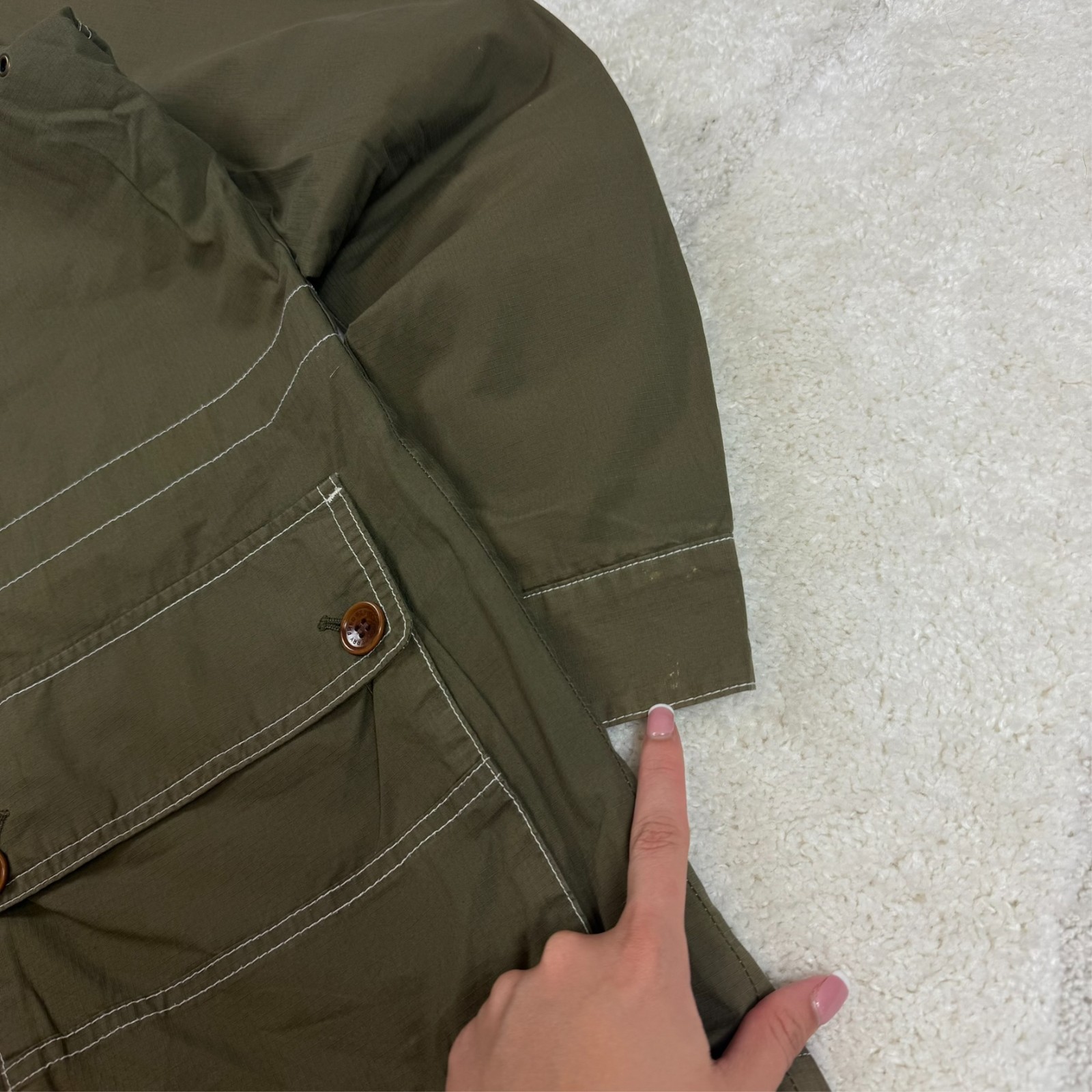 Vintage Fred Perry Khaki Oversized Sz M Tartan Lined Contrast Field Parka Jacket image 6