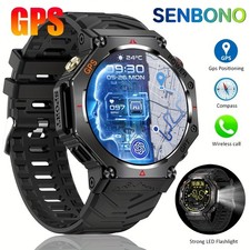 GPS Smart Watch SENBONO Men's GPS 360 360 HD Screen, Wireless Call, Compass,