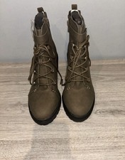 Evans Ladies Boots Faux Suede khaki Size 7
