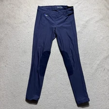 Irideon Riding Breeches Pants Adult Large Equestrian Blue Suede Knee Patch Horse