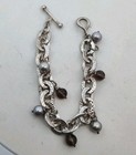 Michael Dawkins Sterling Silver Retired Hammered Design Bracelet w/ Beads Pearls