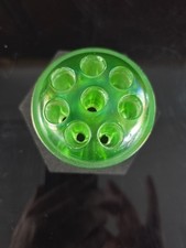 Vintage Green Uranium Glass Flower Frog  8-Ho...