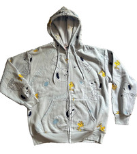 Peanuts Snoopy Woodstock Embroidered Hoodie Full Zip Pocket Women Sz S NWT