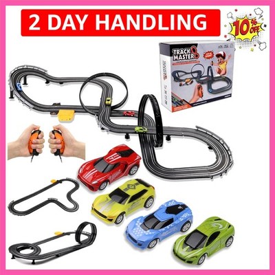 Slot Car Race Track Sets, 23ft Battery Powered or Electric Track with 4 Slot ...