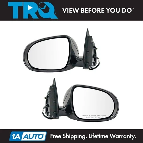 TRQ Mirror Power Heated Turn Signal Smooth Black Pair for Kia Sorento New