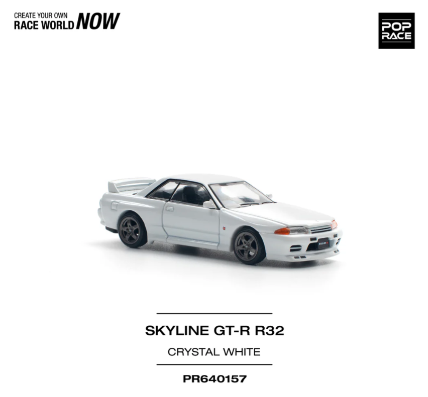 Pop Race Nissan GT-R R32 Crystal White 640157 1/64 | eBay