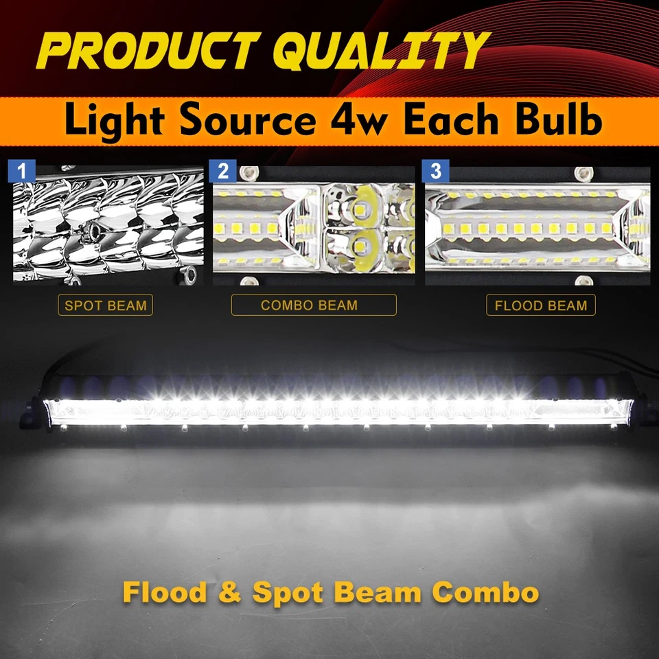 7/14/20/26/32/38/44/50 Slim LED Light Bar Dual Row Offroad Driving ATV SUV 4WD - Image 4 of 4