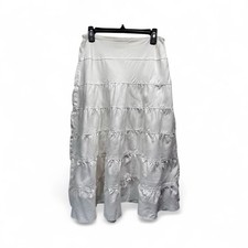Vintage Y2K Ivory Tiered Prairie Skirt Boho Hippie Cottagecore Coastal Cowgirl