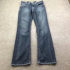 Big Star Jeans Womens 30R Blue Union Straight Distressed Embroidered Denim