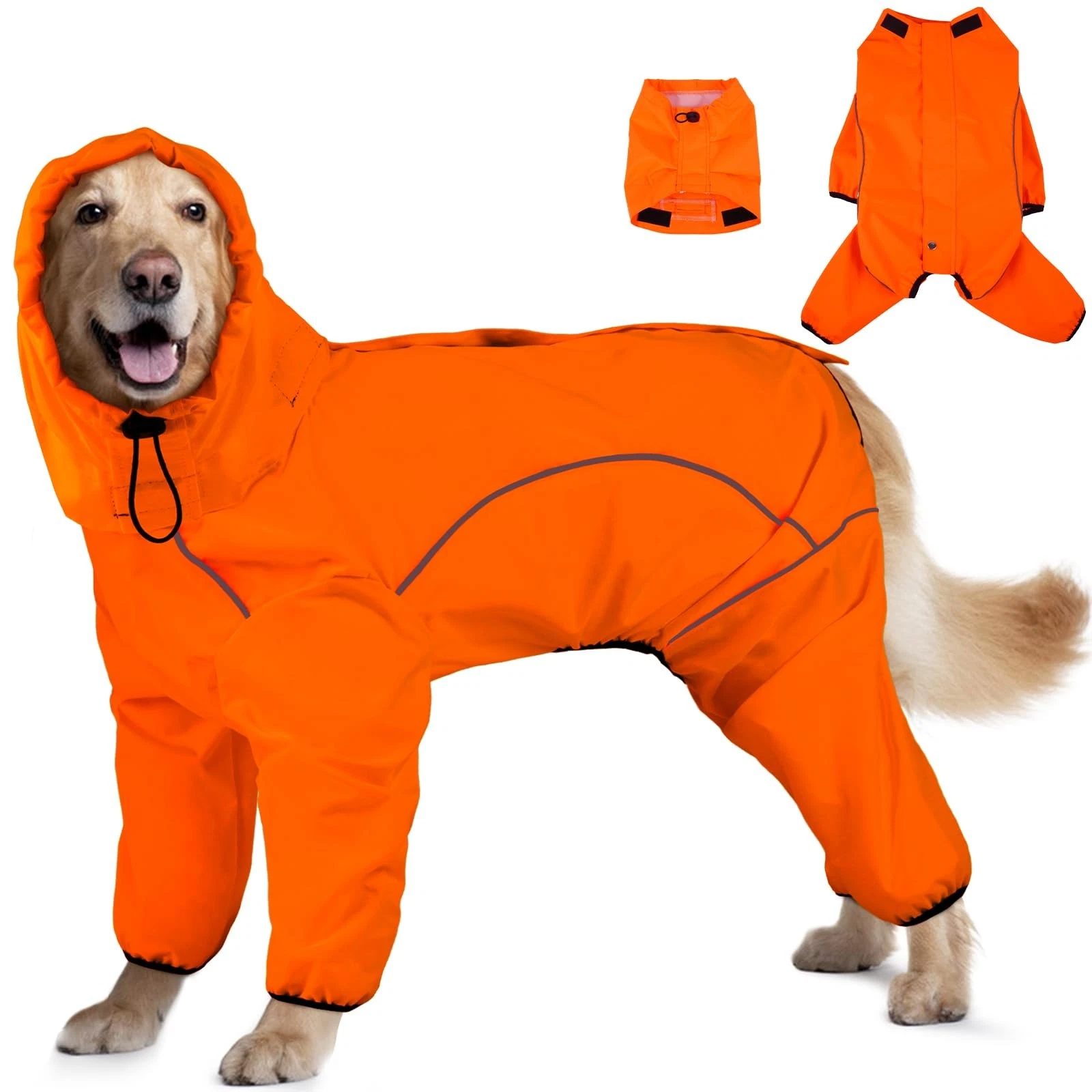 ADNIKIA Dog Raincoat, Waterproof Dog Rain Jacket with Removable Hood, Adjustable