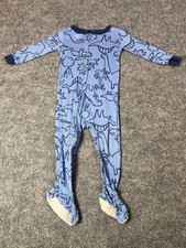 Carter  s Unisex 18M Zip Footie Pajamas Blue Dinosaur Outline Sleep N Play Cute