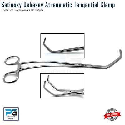 PROXPECT GROUP® Satinsky DeBakey Atraumatic Tangential Clamp 9" Forceps Surgical Hemostat Tools