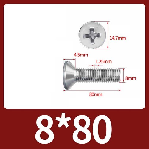 Phillips Machine Screws Countersunk Flat Head Bolts A2 Stainless M1 M1.2 M2-M10 - Picture 235 of 250