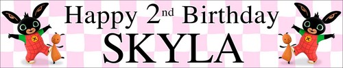 2 x Personalised Birthday Banners Bing Photo Option - Green or pink - Picture 2 of 6