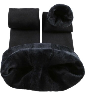 Winter Warm Women Velvet Elastic faux fur lined Leggings 