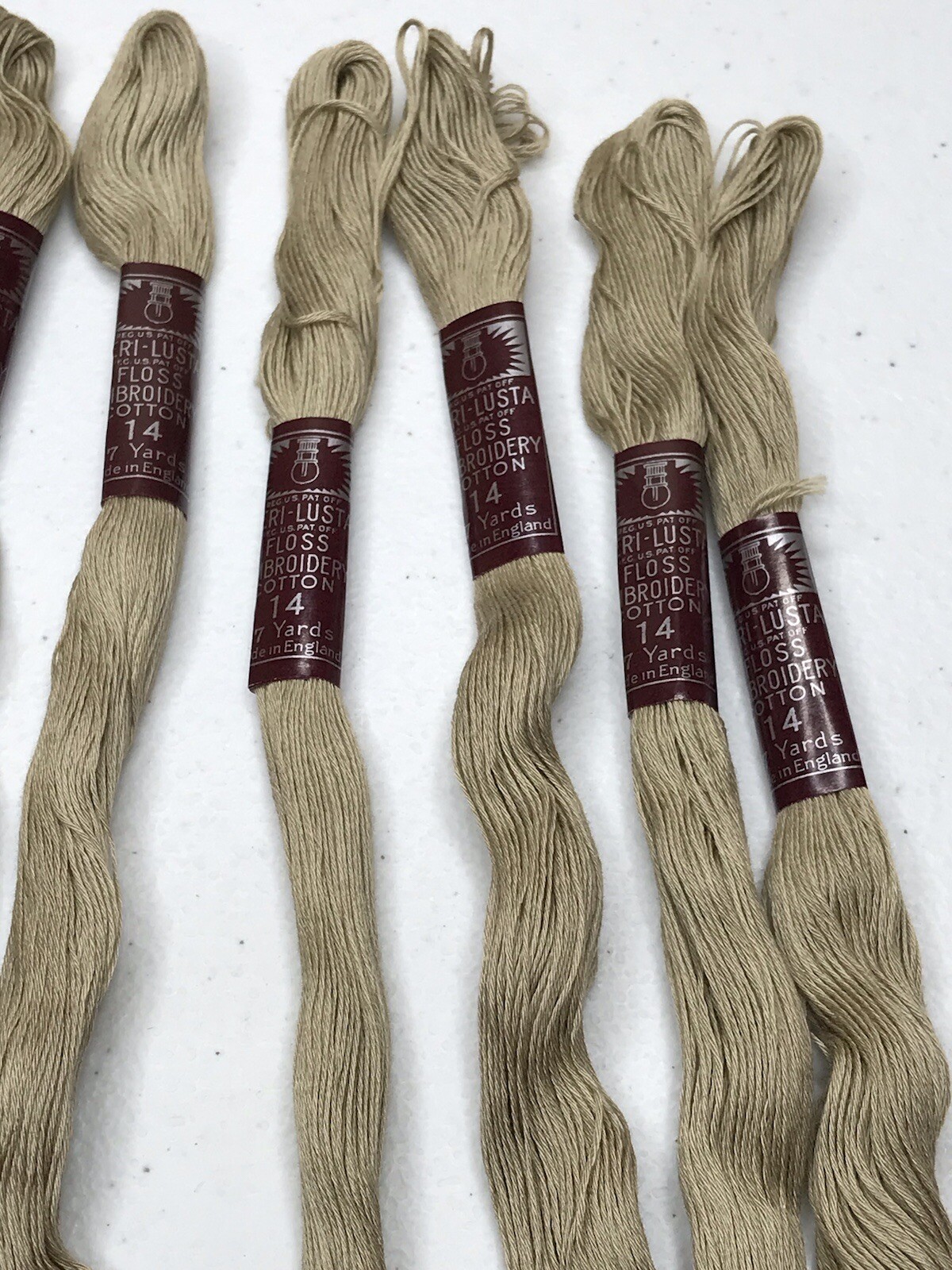 Vtg PeriLusta Cotton Embroidery Floss 67 Yds Color 101 Med Beige Lot