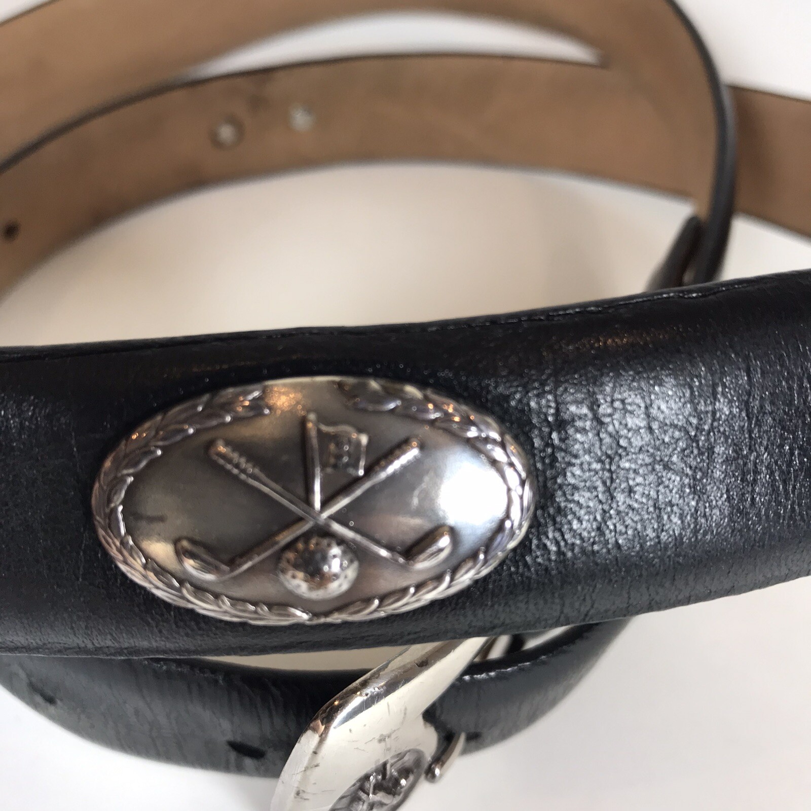 Mens Black Leather Golf Belt Golf Swing Buckle Club M… Gem