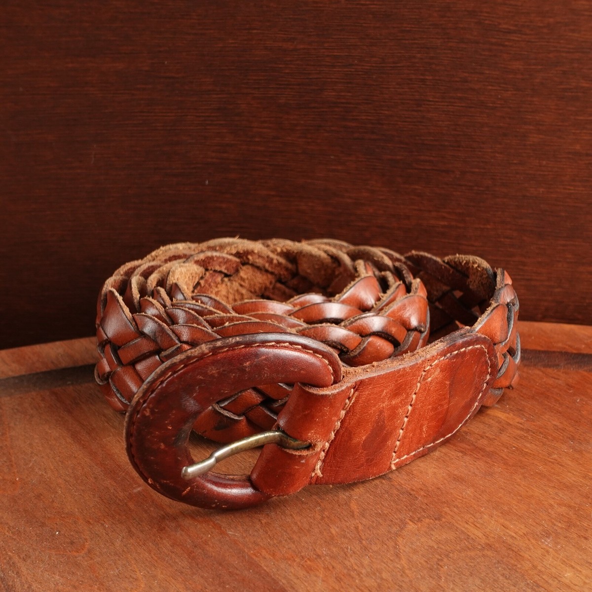 Omega Womens Braided Leather Belt 36