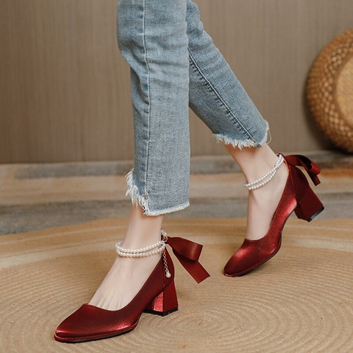 Ladies Mid Heels Mary Jane Wedding Shoes Womens Ankle Strap Party Lightweight - Picture 18 of 24
