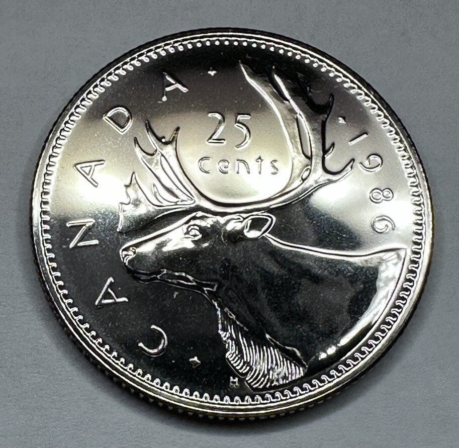1986 Canadian Quarter PROOF LIKE 25cent Coin from Set