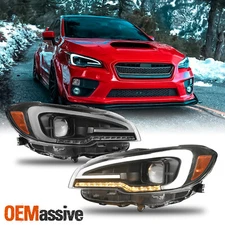 For 15-21 Subaru WRX/STI Sequential LED Signal Black Projector Headlight Lamp
