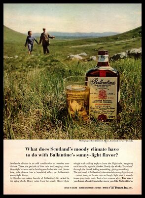 1962 Rannoch Moor Scotland Photo Ballantine's Scotch Whisky Vintage Print Ad