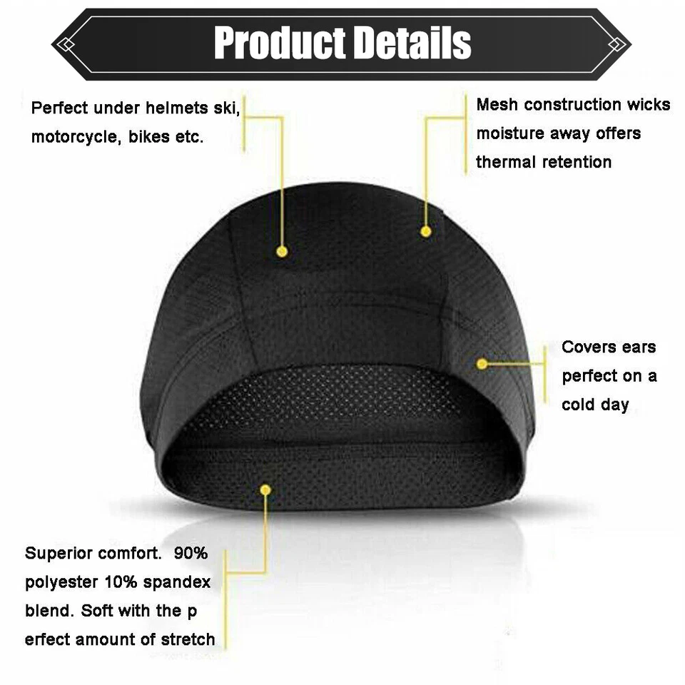 1/2/3x Hombres Mujeres Refriamiento Calavera Gorra Casco Forro Absorbe Sudor Ciclismo Gorro Sombrero Foto 3 de 4