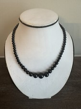 NIB 18" Black Agate Bead Necklace