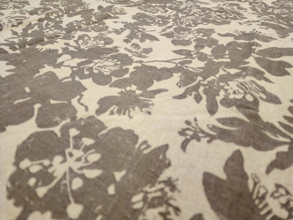 Preowned Surya Clara Gray Floral King Ca King Linen Cotton Duvet Shams Set 3PC - Image 3 of 4