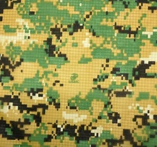 MARPAT WOODLAND 70D USMC LOGO 1.5 OZ NYLON RIPSTOP FABRIC BY 1/2(0.5) YARD 67"W