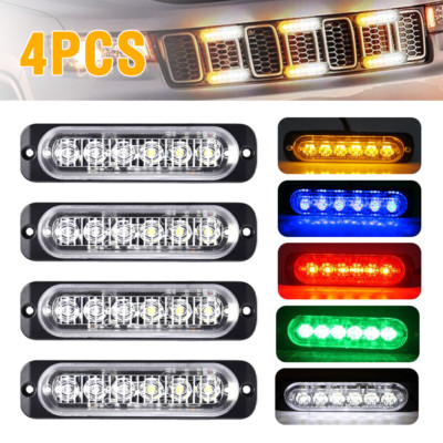 4x 6LED Auto Frontblitzer Blitzlicht Warnleuchte LKW KFZ Strobe Licht Mehrfarbig