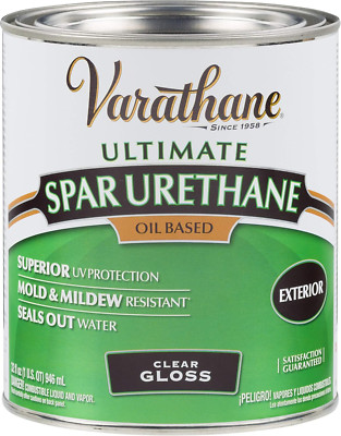 Varathane 242180H Classic Clear Oil Based Outdoor Spar 275 Voc Urethane, Quart, 