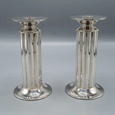 Robert Stern For Swid Powell "Century" Silverplate Candlestick Pair Italy