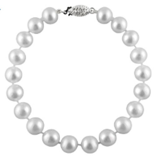 11-11.5mm White Cultured Freshwater Pearl 14k White Gold Line Bracelet - Picture 2 of 2