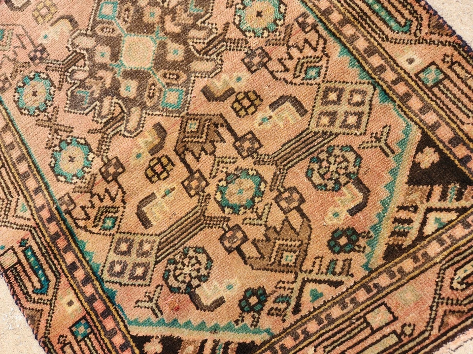 3'7"x2'2" ANTIQUE HAND KNOTTED CAUCASIAN KAZAK SERAPE TRIBAL WOOL RUG RUNNER - Image 4 of 4