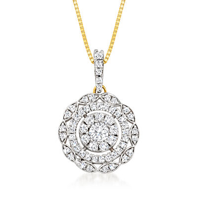 Ross-Simons Diamond Cluster Pendant Necklace in - Main Image