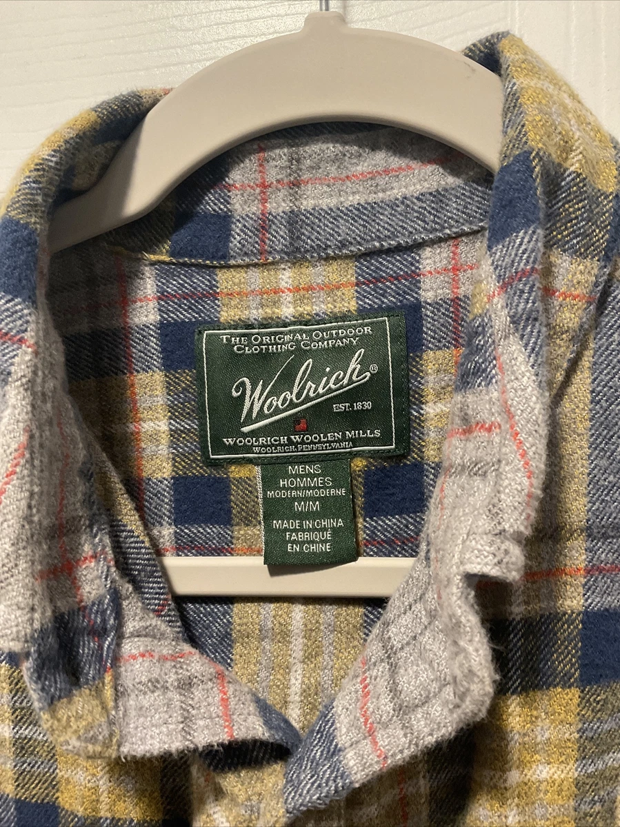 Woolrich Flannel Shirt Mens XL Blue Plaid Long Sleeve Button Up