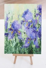 Irises Original Oil Painting Impasto Modern Painting Purple Flowers 8'x6'