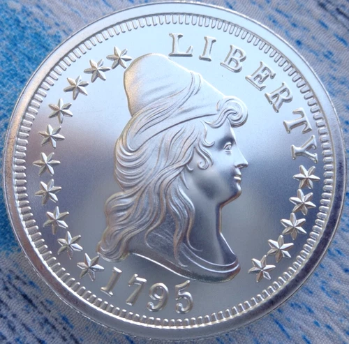 2 oz. 1795 DRAPED BUST $10, 13 LEAVES Coin Tribute Thick rounds .999 fine silver