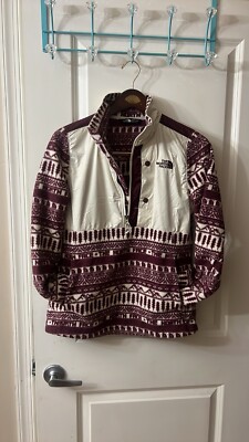 The North Face Aztec Fleece Quarter Zip Sz Medium Womens Maroon Cream