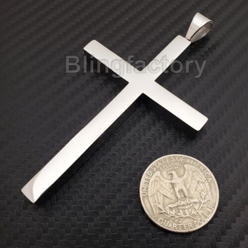 HIP HOP RAPPER'S STAINLESS STEEL LARGE CHRISTIAN CROSS CHARM PENDANT - Picture 2 of 3